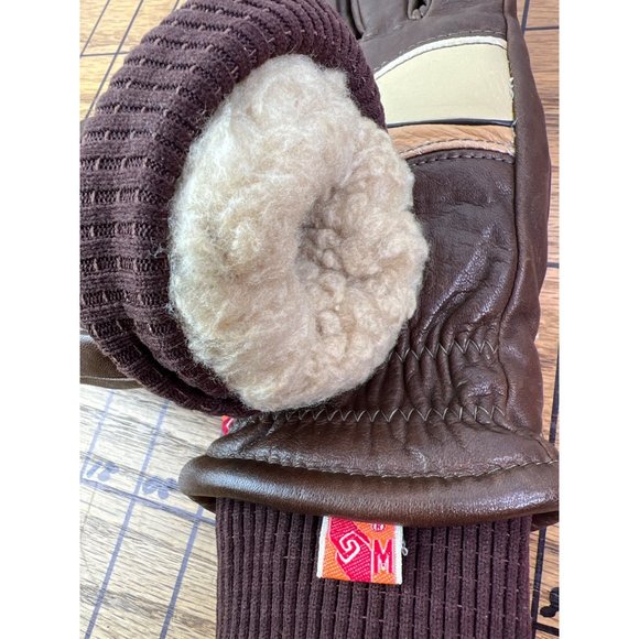 Vintage Kombi Gloves Brown Leather Beige MOD Retro Accessories - Picture 10 of 10